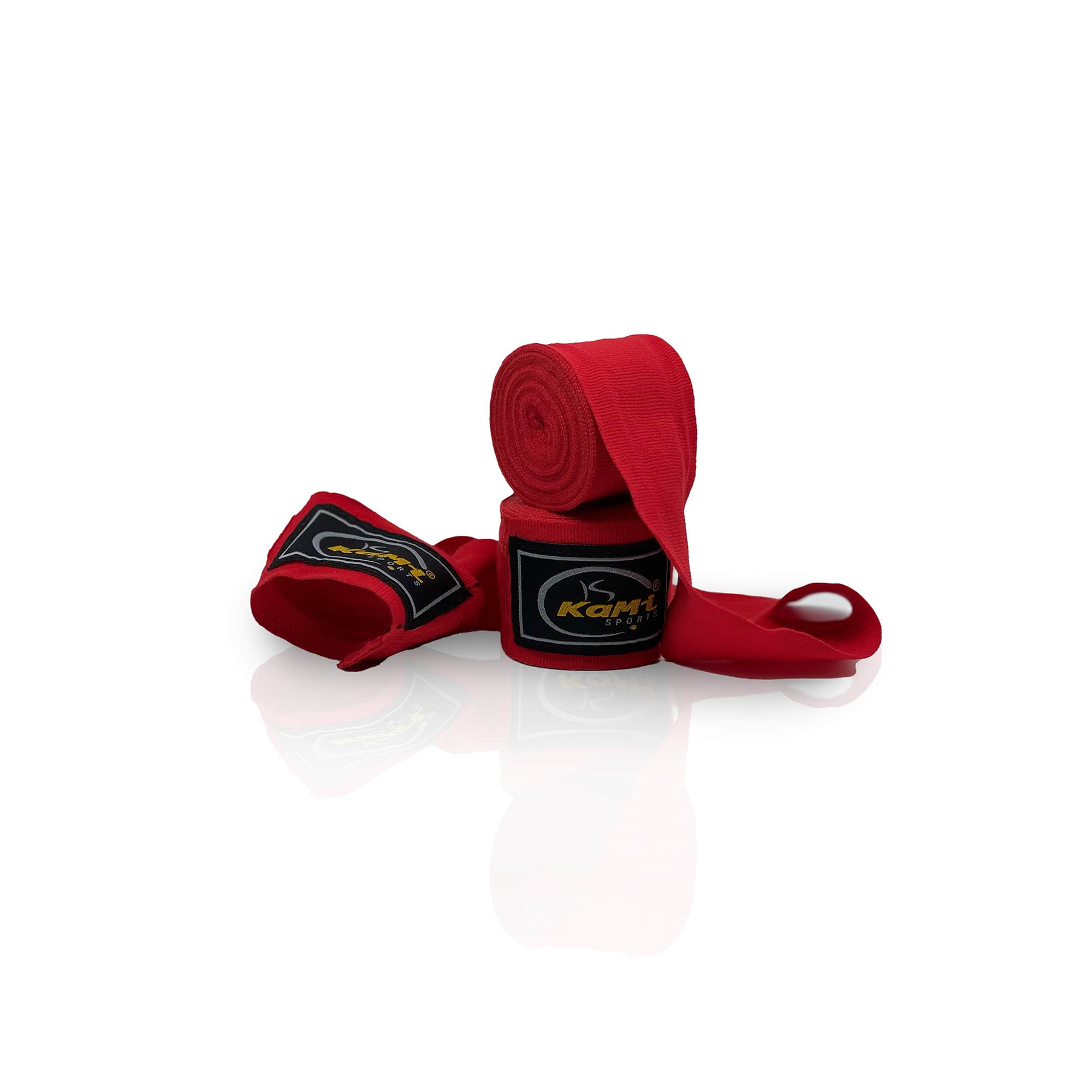 Produktansicht der roten Boxbandage, speziell konzipiert zur Unterstützung und zum Schutz der Hände und Handgelenke im Kampfsport. Hochwertiges Material sorgt für Langlebigkeit und Komfort, während das flexible Design eine individuelle Passform ermöglicht.