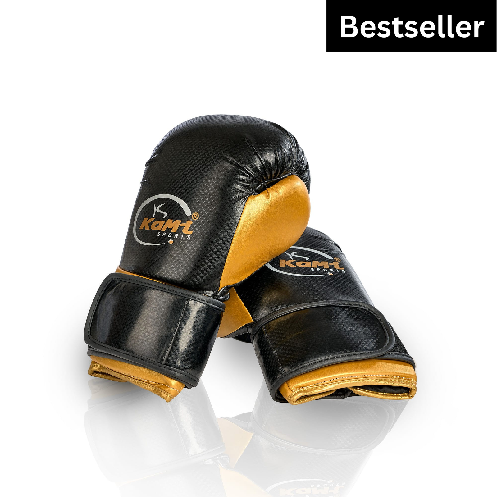 Boxhandschuhe in Kunstleder. Farbe: Gold / Schwarz. Bestseller